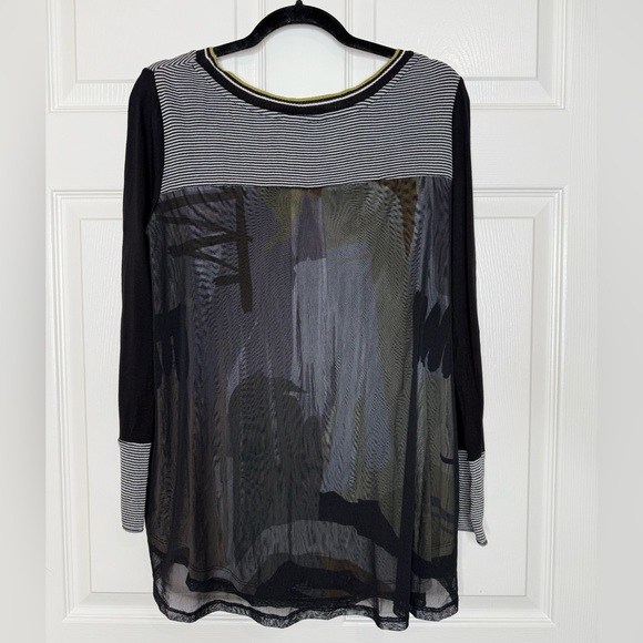 Stella Carakasi Mixed Media Mesh Kint Tunic Sweater Black Size S Lagenlook - Picture 5 of 9